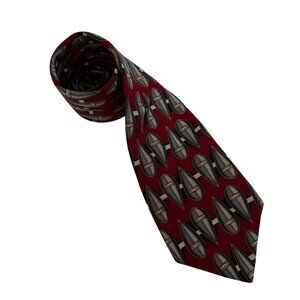 Surrey Red Silk Tie Knight Helmet Mens Necktie Accessory Office Work Formal Gift